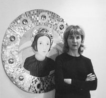 Cynthia Nixon in front of her work titled Mirror